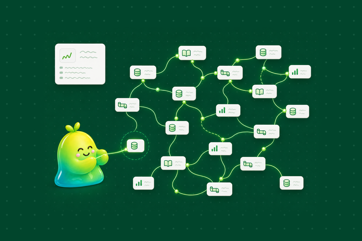 A self-maintaining context graph writing lineage, decisions and fixes back to itself